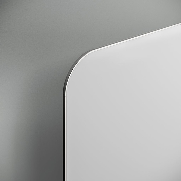 Kermi Elveo Design-Badheizkörper, Variante Raumerwärmung, BH 1000mm, BL 600mm|Glasfront schwarz, Rahmen Alu hochglanzpoliert|Elektro-Set WKS