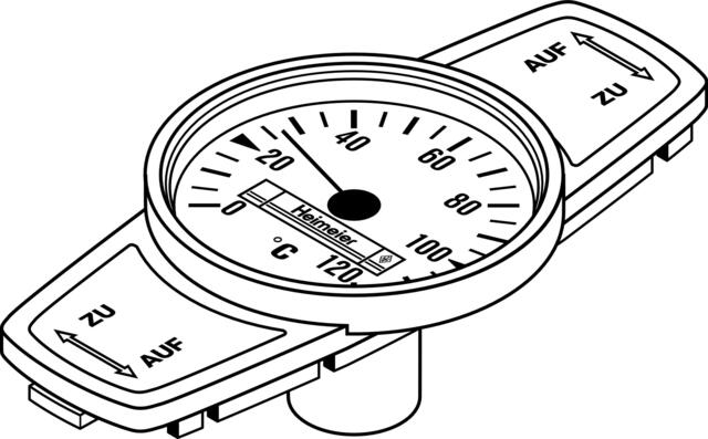 HEIMEIER Thermometer für Globo H, P, P-S zum Nachrüsten bei DN 10 bis DN 32, blau