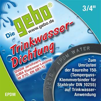 Gebo Dichtung 3/4" aus EPDM für Trinkwasser bis 25GrC
