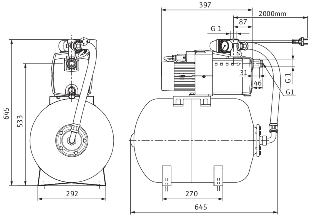 Wilo Hochdruck-Kreiselpumpe HiMulti 3 H 50-44 P, G1/Rp1, 0.84kW