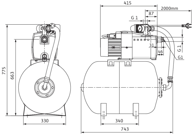 Wilo Hochdruck-Kreiselpumpe HiMulti 3 H 100-45 P, G1/Rp1, 1.06kW