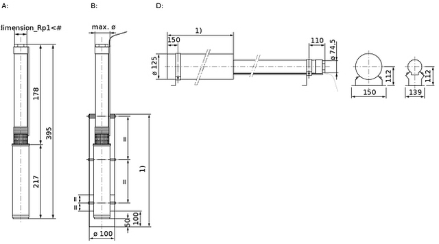 Wilo Unterwassermotor-Pumpe Sub TWU 3.05-04-HS-ECP-B, Rp11/4, 0.9kW