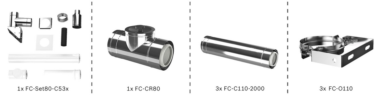 Bosch Abgas-Standardpaket FC60 S Fassade starr, 80/125, 6m, RLU