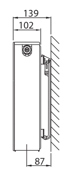 Stelrad Planar ECO Ventilheizkörper mit glatter Front, inkl. Konsolen Typ 22, BH 300, BL 700, links