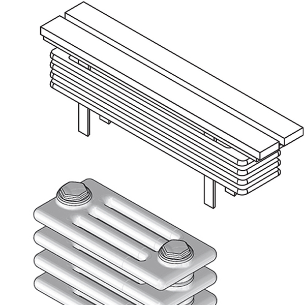 Zehnder Radiator Bench, Bank-Heizkörper, 4 Säulen, BH 479mm, BL 1200mm