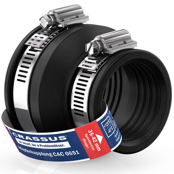 Crassus Adapterkupplung CAC 0651, bis 0,6 bar (50-65mm auf 35-42mm), EPDM / V2A