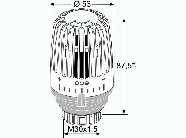 HEIMEIER Thermostat-Kopf K-eco weiß RAL 9016, Standard