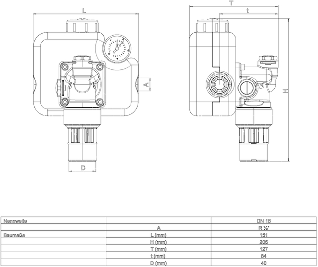 SYR Systemtrenner 6625, STBA 600 mit Druckminderer und Manometer, DN 15