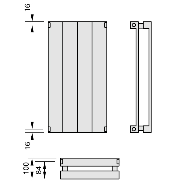 Zehnder Radiapanel, Heizwand Typ VV, vertikal, BH 600mm, 2 Elemente