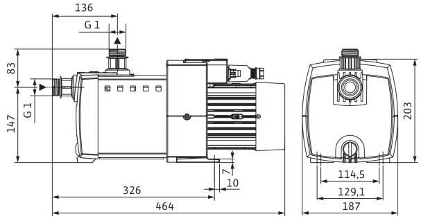Wilo Hochdruck-Kreiselpumpe HiMulti 3 3-45, G1/G1, 1.06kW