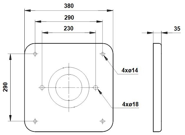 GRUNDFOS Zubehör für Trockenläuferpumpen Montageplatte f. Einzelp. TPE Serie 1300
