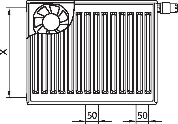 Kermi x-flair Wärmepumpenheizkörper Profil-Vplus-Ventil Typ22, BH 900mm, BL 1400mm, rechts