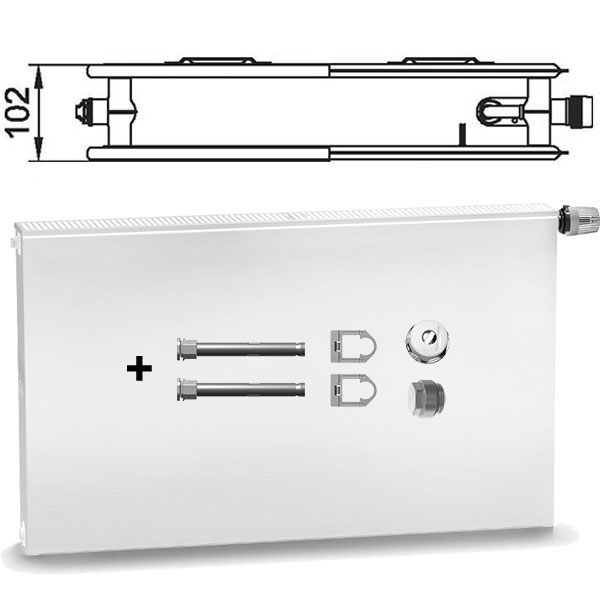 Kermi therm-x2 Plan-Ventil-Hygieneheizkörper Typ 20, BH 305mm, BL 405mm, rechts