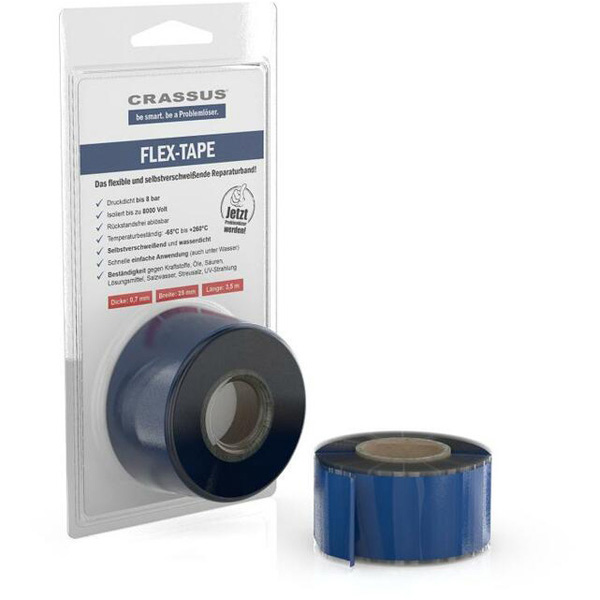 Crassus Flex-Tape, 25mmx3,5mx0,7mm, Blau flex.selbstverschweißendes Reparaturband