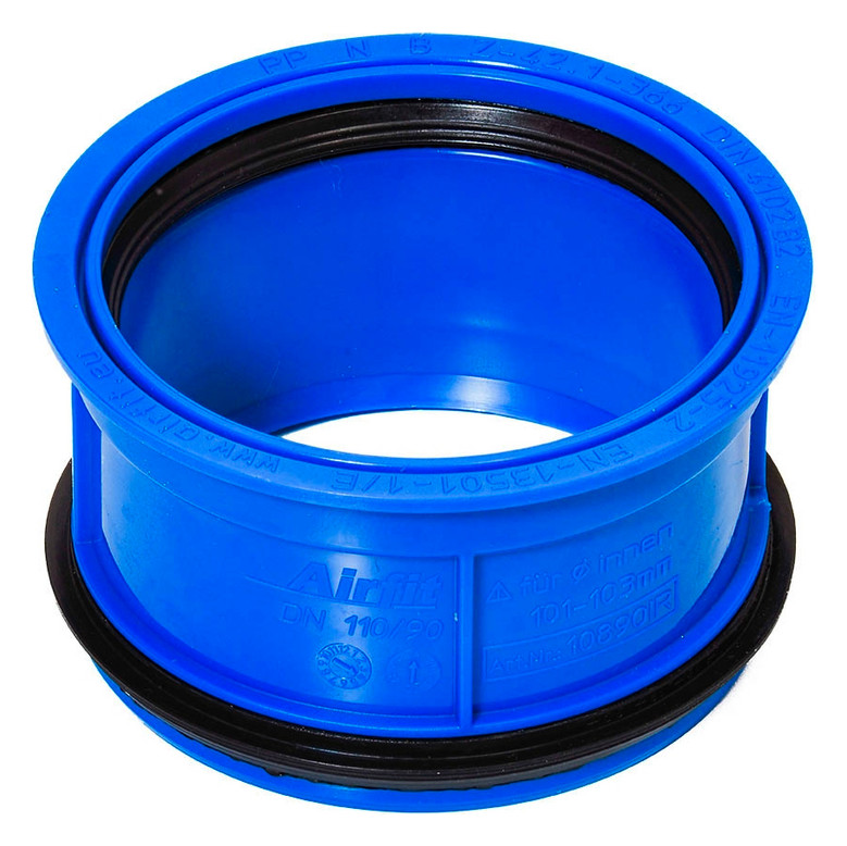 Airfit PP-Abwasser-Innen-Reduzierstück DN 110/90, für dickwandige Rohre, blau