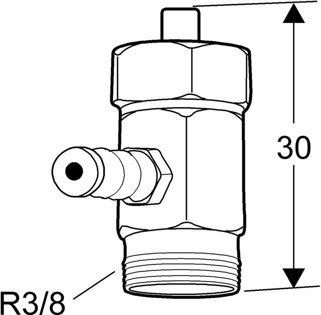 TA Meßnippel mit Ventil R 3/8" x 30 mm, f. CBI II