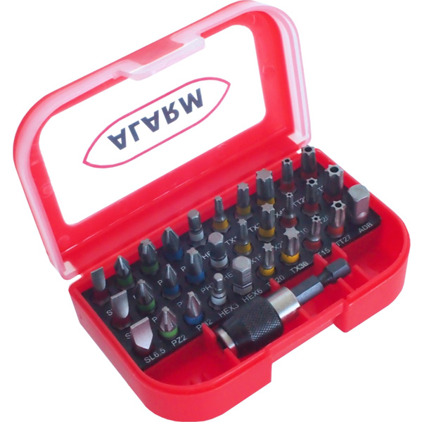 Alarm Tools Bits-Box 1/4" 31-tlg. mit Farbcodierung mit Schnellwechselhalter