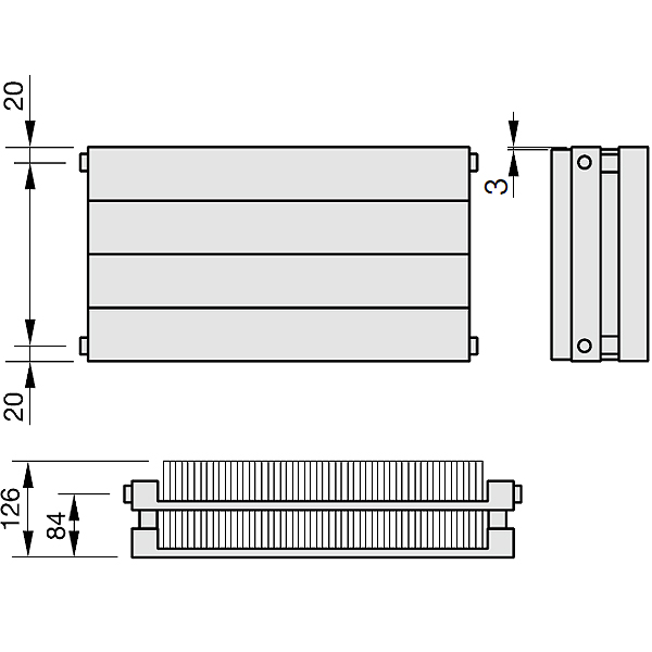 Zehnder Radiapanel, Heizwand Typ HLHL, mit Lamellen, horizontal, L 14, BH 350mm, BL 500mm