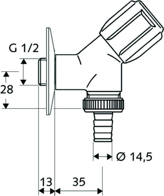 Schell Geräteschrägsitzventil COMFORT 1/2" 1/2" mit Rückflussverhinderer 03386