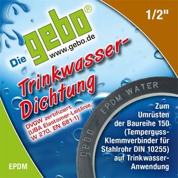 Gebo Dichtung 1/2" aus EPDM für Trinkwasser bis 25GrC