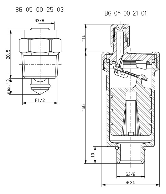 AHT Schnellentlüfter mit Montage- ventil DN 15 (1/2")