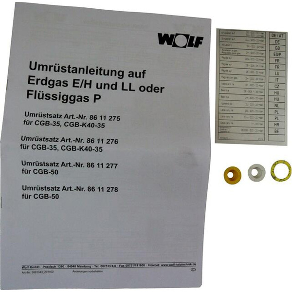 WOLF Umrüstsatz für Gasbrennwertthermen CGB-35 CGB-K 40-35 Flg. a EGs bzw LL a E