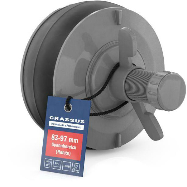 Crassus Schnellverschlussstopfen CSV 90 PVC 83-97mm, 0,5 bar, L:100mm, EPDM/PVC