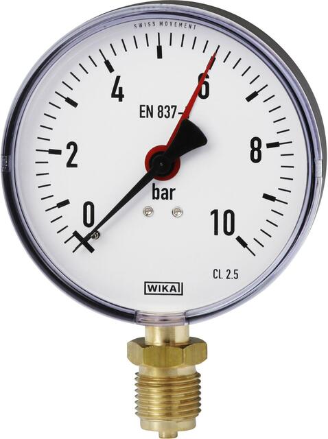Wika Manometer m. Doppelskala 100mm 10bar 0-10,0bar Skala in bar/mWS (Hydrometer)