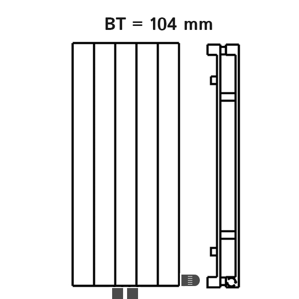 Kermi Ventil-Heizwand vertikal Typ HVV20, seitl. Abdeckung, BH 1200mm, BL 1050mm