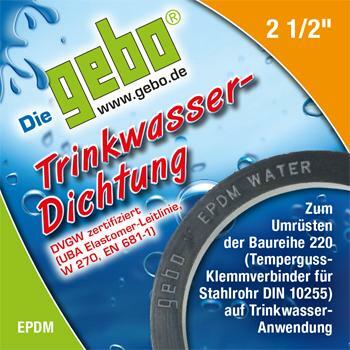 Gebo Dichtung 2 1/2" aus EPDM für Trinkwasser bis 25GrC