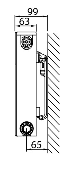 Stelrad Planar Plan-Ventilheizkörper Typ 11, BH 400, BL 400, rechts