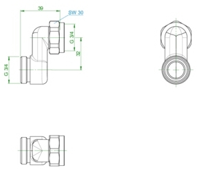 Oventrop S-Anschlussverschraubung G3/4" AGxG3/4" ÜM S-Form, max.Abstand 32mm