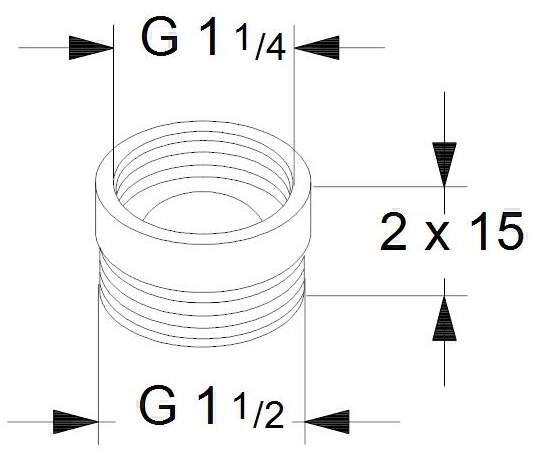 GRUNDFOS Ausgleichsstück A1, R11/4"-11/2", # 535040, p. Satz
