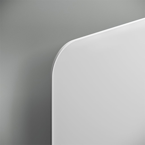 Kermi Elveo Design-Badheizkörper, Variante Handtucherwärmung, BH 1000mm, BL 600mm|Glasfront weiß, Rahmen Alu hochglanzpoliert|Elektro-Set WKS