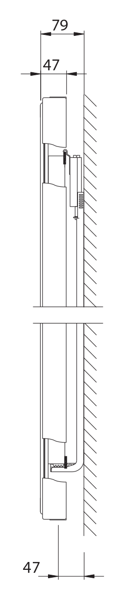 Stelrad Vertex vertikaler Flachheizkörper mit Mittelanschluss Typ 11, BH 1600mm, BL 600mm