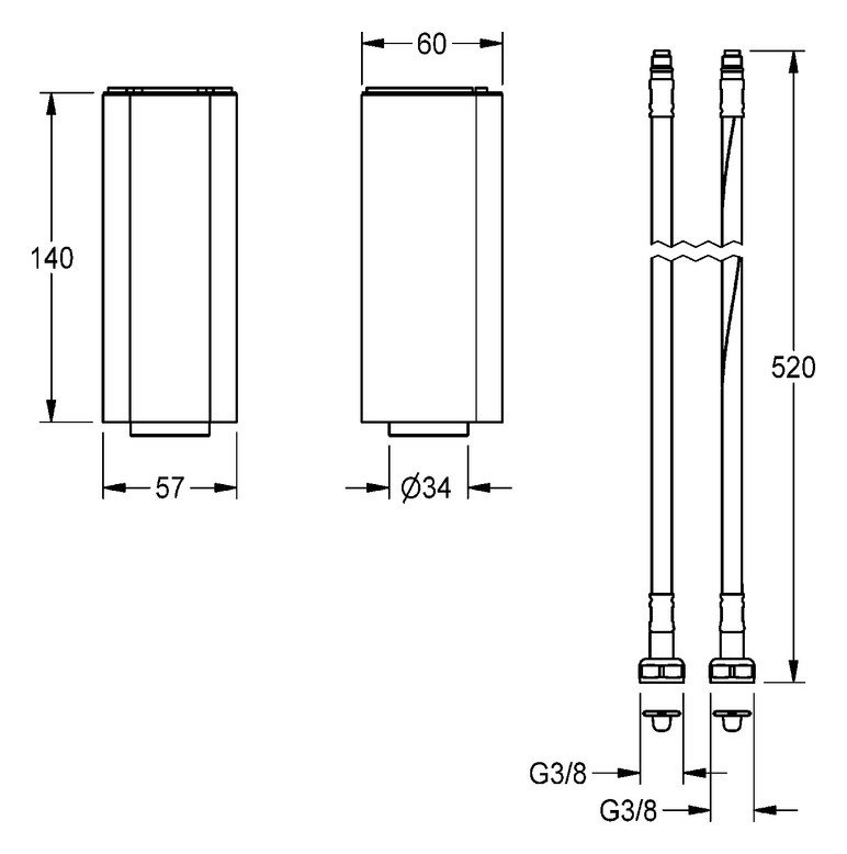 KWC FA Sockel für F5E Elektronik-Standventile und Standbatterien, 140 mm