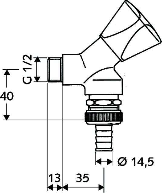 Schell WAS-Ventil mit RU+Rückflussverhinderer 1/2" 038920601 verchromt