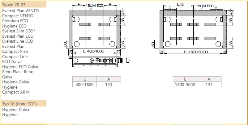 Laschenanordnung Henrad Reno Plan-Kompakt-Austauschheizkörper