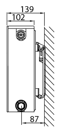 Stelrad Planar VENTO Tiefentemperatur-Heizkörper mit integr. Ventil Typ 22, BH 400, BL 500