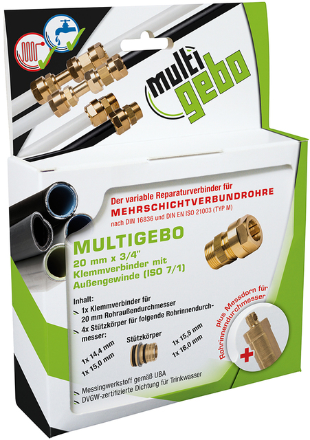 Gebo MultiGebo mit Gewindeanschluss für 20mm AD x 3/4" Gewindeanschluss