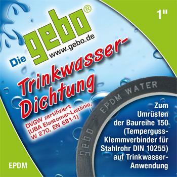 Gebo Dichtung 1" aus EPDM für Trinkwasser bis 25GrC