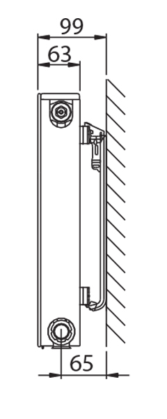 Stelrad Planar ECO Ventilheizkörper mit glatter Front, inkl. Konsolen Typ 11, BH 300, BL 400, rechts