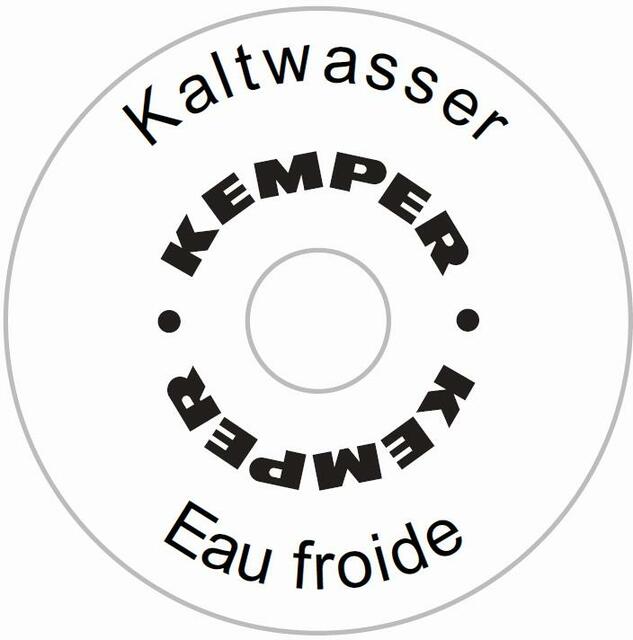 KEMPER Handrad-Bezeichnungsschild Warmwasser