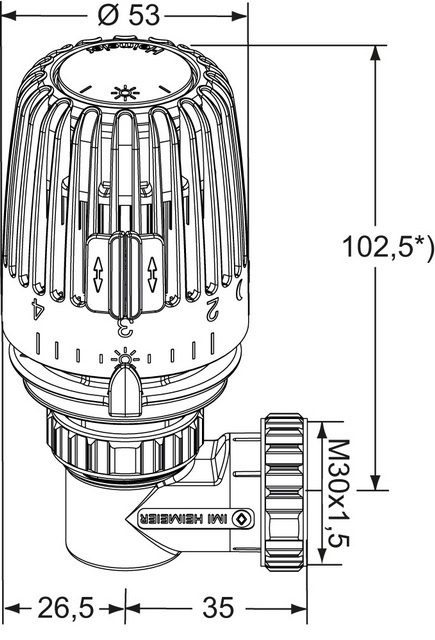 HEIMEIER Thermostat-Kopf WK Winkelform, für VHK mit M 30 x 1,5