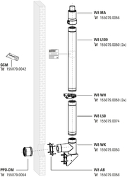 DAIKIN Abgasleitung Bausatz G, DN 80/125 Außenwand, H: 3,7 m, raumluftunabhängig