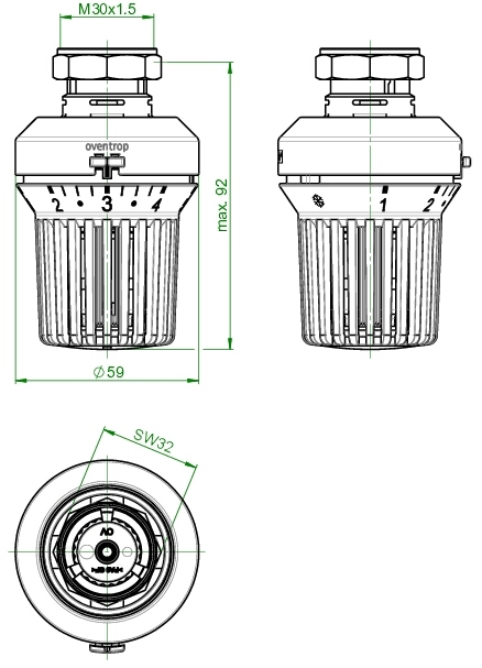 Oventrop Thermostat UNI XH mit 0-Stell., mit Flüssig-Fühler # 1011365