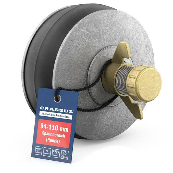 Crassus Schnellverschlussstopfen CSV 100 (94-110mm), 0,5 bar, L:80mm, EPDM / Al