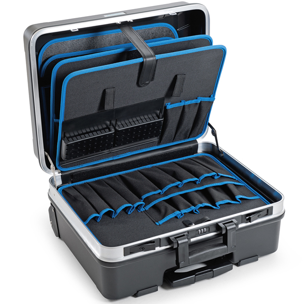 AHT Werkzeugkoffer ABS 485x375x200mm,Werkzeugtafel, Dokumentenfach, mobil