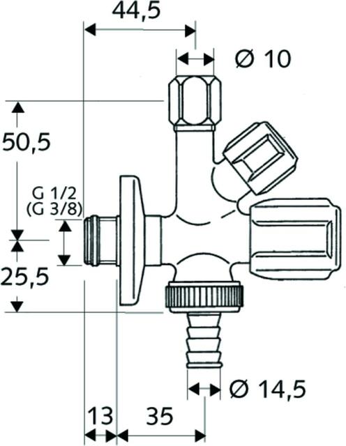 Schell Kombinations-Eckventil COMFORT 035500699 3/8", ohne Rohrbelüfter ohne selbstdichtenden Anschlussgewinde, verchromt