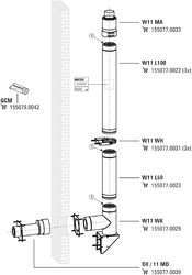 DAIKIN Abgasleitung Bausatz T, DN 110/160 Außenwand, H: 3,7 m, raumluftunabhängig
